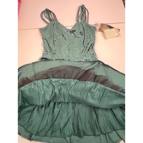 VTG 90s All That Jazz Crushed Velvet Spaghetti Strap Mini Dress Green Size - Picture 9 of 14
